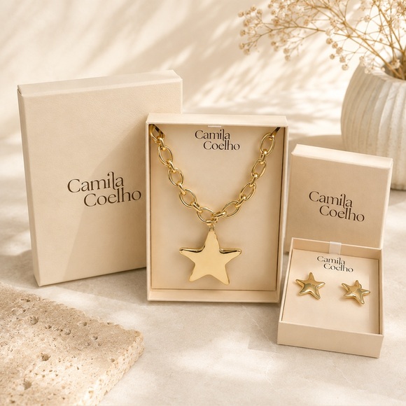 Camila Coelho Jewelry - *New* Camila Coelho Gold-Tone Star Pendant Necklace & Matching Star Studs Set